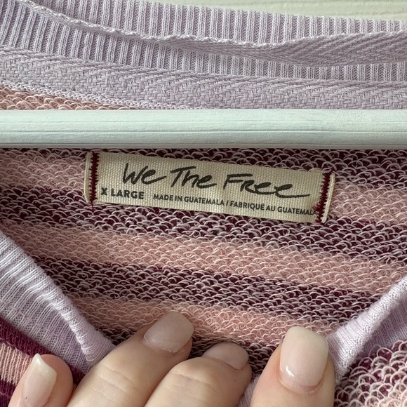 We The Free NWOT Free People Classic Striped Oversized Crewneck Sz XL PTP 29” - Picture 5 of 12